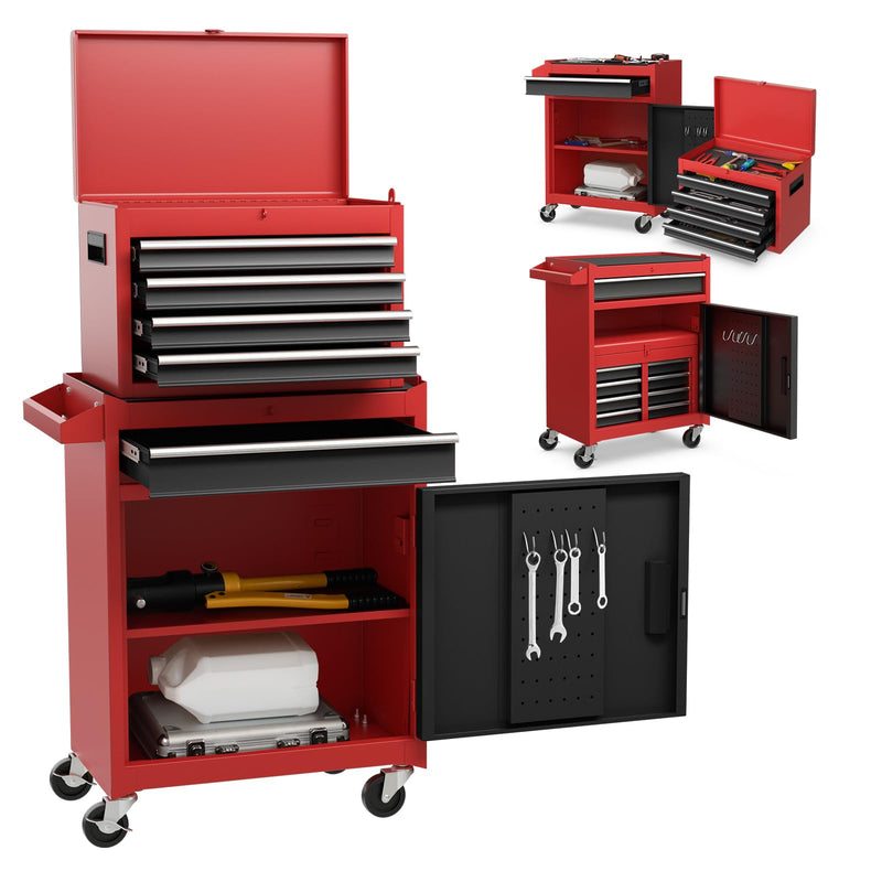 Load image into Gallery viewer, Goplus Tool Chest, 5-Drawer Rolling Tool Storage Cabinet with Detachable Top Tool Box
