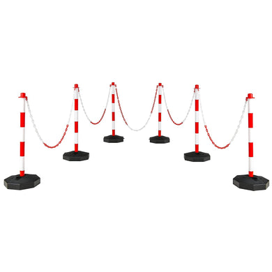 Goplus 6 Pack Delineator Post Cone, Traffic Cones Safety Barrier with Octagonal Fillable Base & 5FT Link Chains - GoplusUS