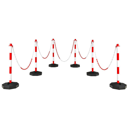 Goplus 6 Pack Delineator Post Cone, Traffic Cones Safety Barrier with Octagonal Fillable Base & 5FT Link Chains - GoplusUS