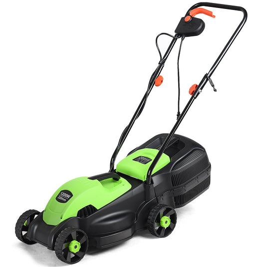 14-Inch 12 Amp Lawn Mower w/Grass Bag Folding Handle Electric Push Lawn Corded Mower - GoplusUS