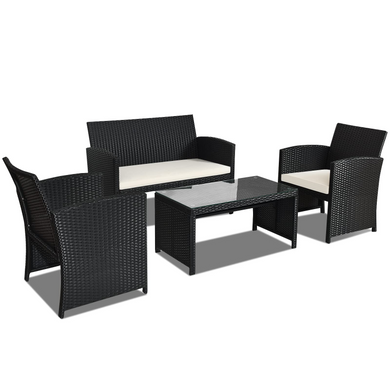 Rattan Patio Furniture Set, Outdoor Wicker Conversation Sofa