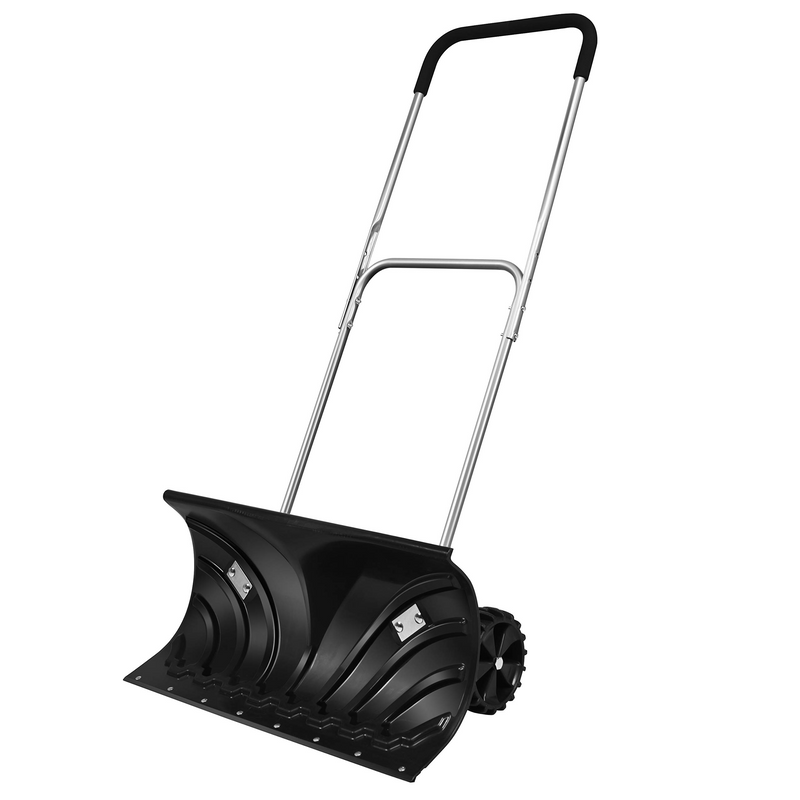 Load image into Gallery viewer, Goplus Rolling Snow Pusher Shovel, Handle Adjustable Snow Removal Tool, Manual Push Plow with 6-inch Wheels for Walkways - GoplusUS
