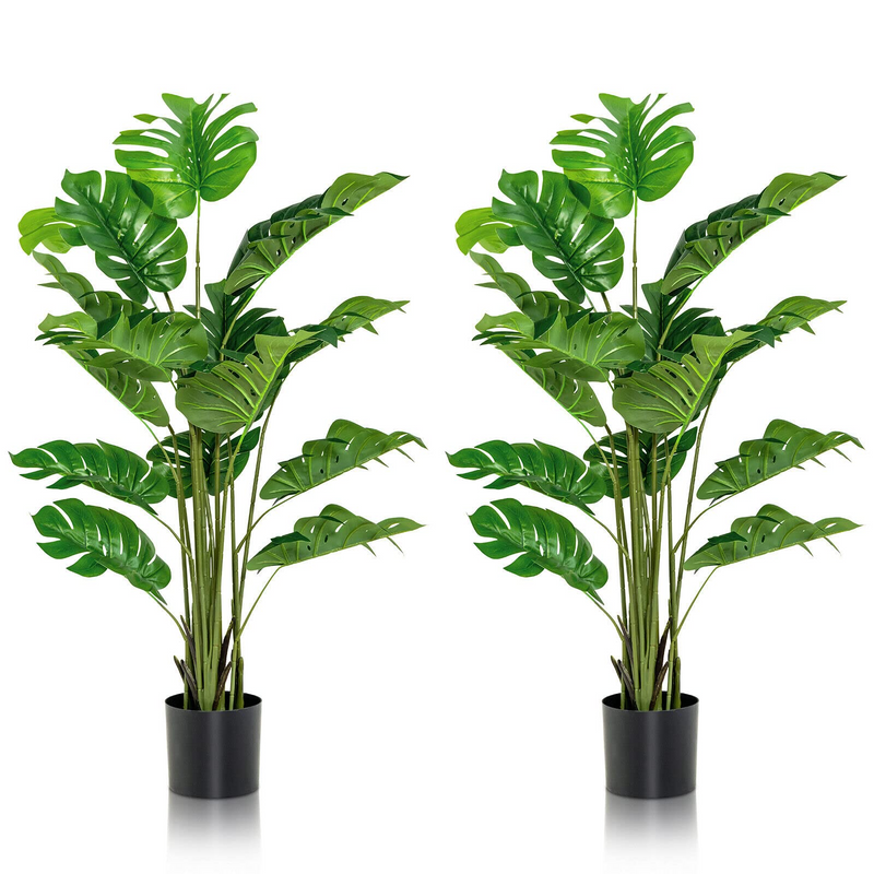Load image into Gallery viewer, Goplus Artificial Monstera Deliciosa Plant, 5ft Tall Fake Tropical Palm Tree w/15 Pcs Different Turtle Leaves - GoplusUS
