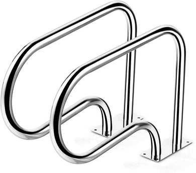 Goplus 2PCS Pool Hand Rail, Hand Grab Rail w/Quick Mount Base Plate, Stainless Steel Swimming Pool Stair Rail