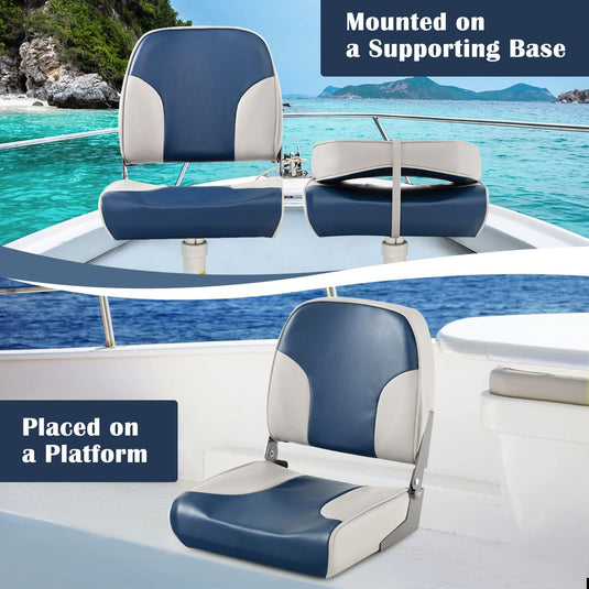 Goplus 2 Pack Low Back Boat Seat, Folding Boat Seats with Stainless Steel Screws & Aluminum Hinges