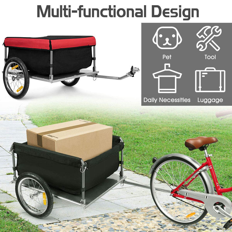 Load image into Gallery viewer, Cargo Bike Trailer, Folding Frame Quick Release 16&quot; Wheels Bicycle Cargo Trailer - GoplusUS
