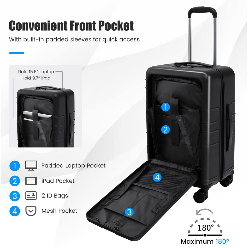 Load image into Gallery viewer, Goplus Carry On Luggage, 20 Inch PC Hardside Suitcase with Front Pocket - GoplusUS
