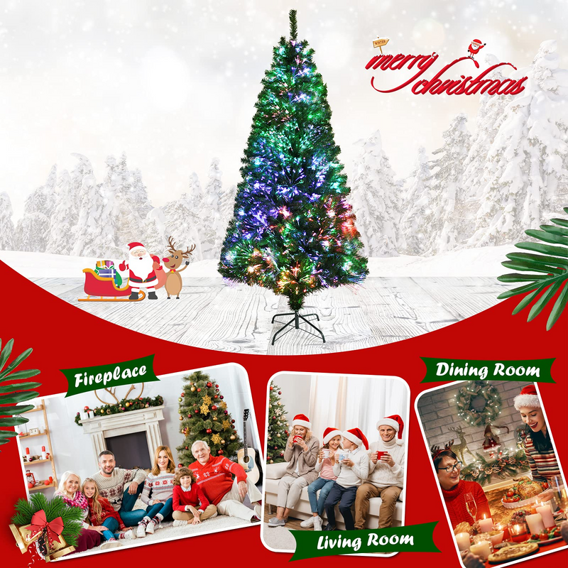Load image into Gallery viewer, Goplus Fiber Optic Artificial Christmas Tree, Pre-lit Premium Spruce Tree with Solid Metal Stand - GoplusUS
