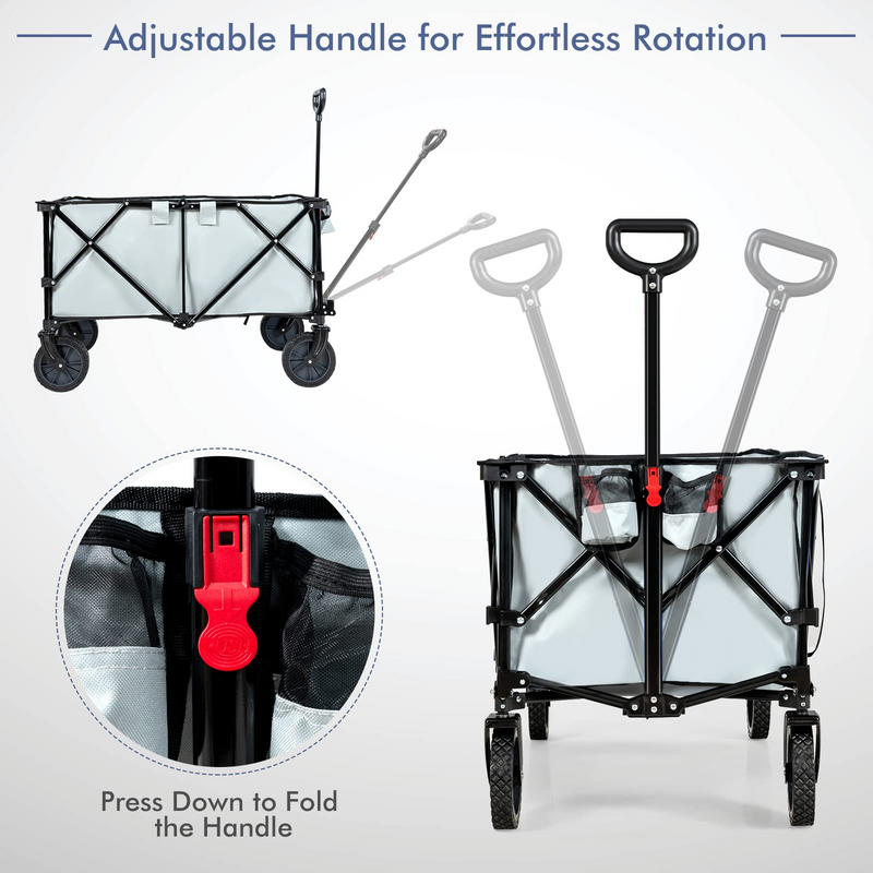 Load image into Gallery viewer, Goplus Collapsible Wagon, Folding Utility Wagon Cart w/Universal Wheels &amp; Adjustable Handle &amp; Cover Bag - GoplusUS
