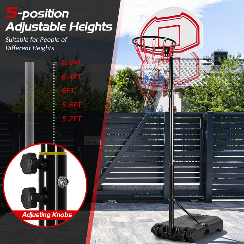 Load image into Gallery viewer, Goplus Portable Basketball Hoop, 6.4-8.7 FT Height Adjustable Basketball System with 2 Nets - GoplusUS
