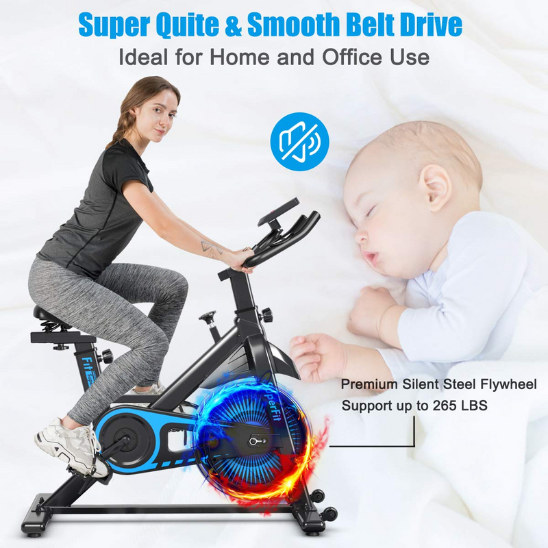 Load image into Gallery viewer, Goplus Indoor Cycling Bike, Silent Belt Drive Exercise Bike with Steel Flywheel, Phone Holder - GoplusUS
