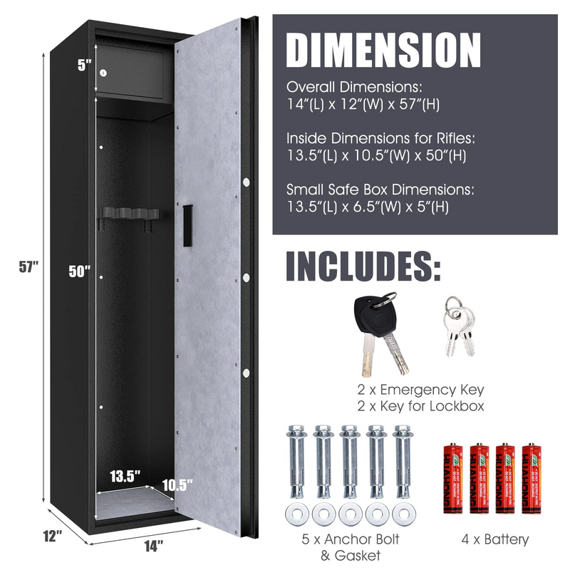 Load image into Gallery viewer, Goplus Rifle Gun Safe, Large Long Gun Safe w/Separate Pistol Lock Box - GoplusUS

