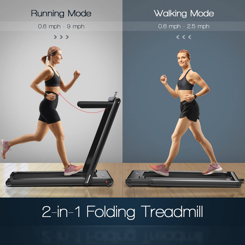 Load image into Gallery viewer, Goplus 2-in-1 Folding Treadmill, 2.25HP Electric Under Desk Treadmill W/LED Display - GoplusUS
