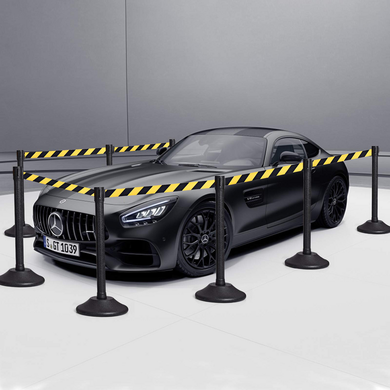Load image into Gallery viewer, 2Pcs Stanchion Post, Crowd Control Rope Barrier with 6.3 Foot Retractable Belt - GoplusUS
