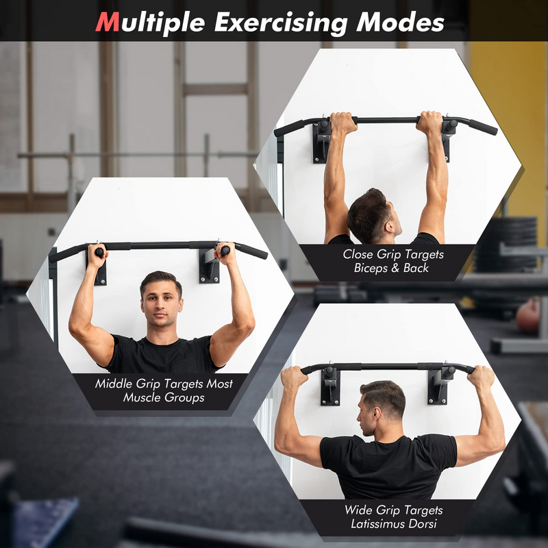 Load image into Gallery viewer, Goplus Wall Mounted Pull Up Bar, Steel Chin Up Bar w/ 3 Grip Positions, Multifunctional Pullup Bar for Indoor Home Gym Strength Training Full Body Workout Fitness - GoplusUS
