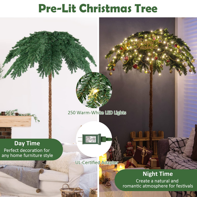 Load image into Gallery viewer, Goplus 6ft Pre-Lit Christmas Tree, Artificial Xmas Palm Tree W/ 250 Warm-White LED Lights - GoplusUS
