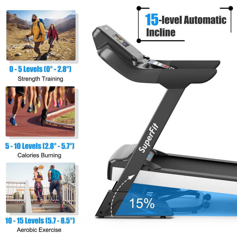 Load image into Gallery viewer, Goplus 4.75HP Folding Treadmill with 15% Auto Incline and APP, Commercial Heavy Duty Superfit Treadmill with 20 Preset Programs - GoplusUS
