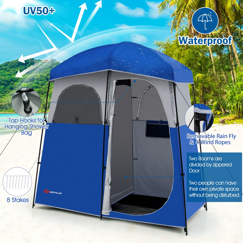 Load image into Gallery viewer, Goplus 2 Rooms Shower Tent, Oversize Outdoor Privacy Shelter Tent with Carrying Bag - GoplusUS
