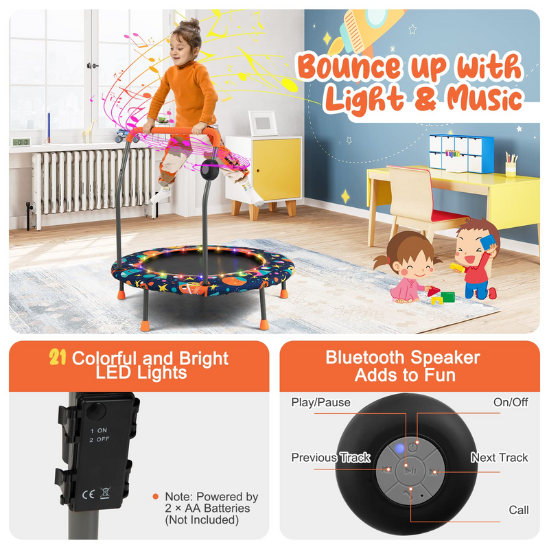 Load image into Gallery viewer, Goplus 36&quot; Trampoline for Kids, Mini Toddler Trampoline with LED Lights, Bluetooth Speaker - GoplusUS
