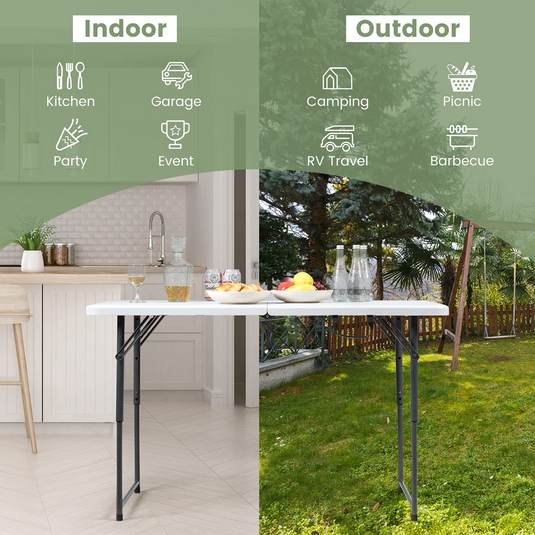 Goplus Folding Table Portable Plastic Picnic Party Dining Camp Tables Indoor Outdoor (HDPE) - GoplusUS
