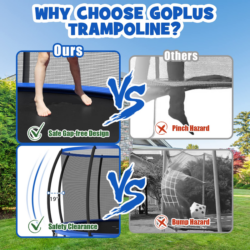 Load image into Gallery viewer, Goplus Recreational Trampolines 8FT 10FT 12FT, 400LBS Bearing Outdoor Trampoline with Enclosure - GoplusUS
