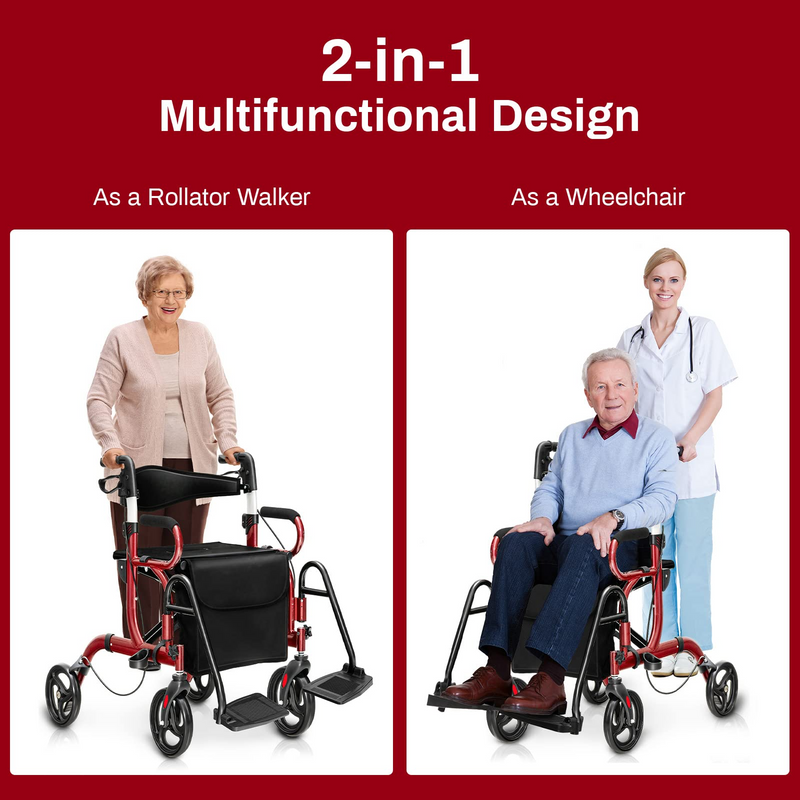 Load image into Gallery viewer, Goplus 2 in 1 Rollator Walker for Seniors, Medical Walker with Seat - GoplusUS
