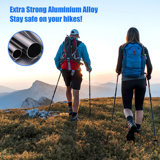 Goplus Trekking Poles, 2 Pack Adjustable Anti-Shock Hiking Walking Climbing Sticks - GoplusUS