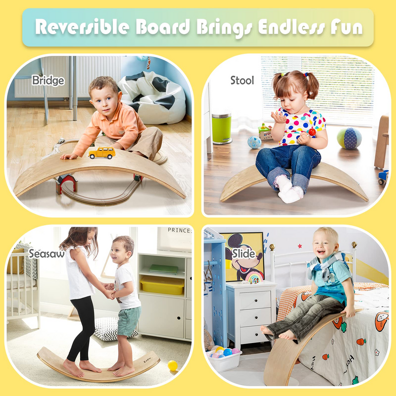 Load image into Gallery viewer, 35Inch Wooden Balance Board for Kids &amp; Adults Support 660LBS - GoplusUS
