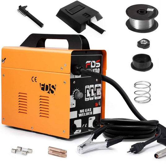 Goplus MIG 130 Welder Flux Core Wire Automatic Feed with Welder Cart