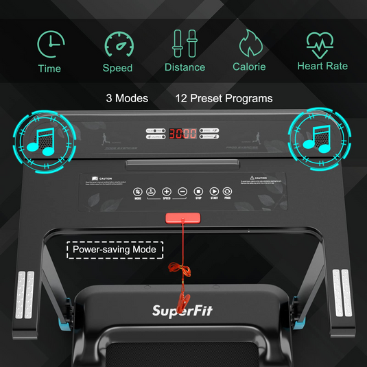 Goplus Folding Treadmill, Compact Superfit Treadmill with APP Control, Blue Tooth Speaker - GoplusUS