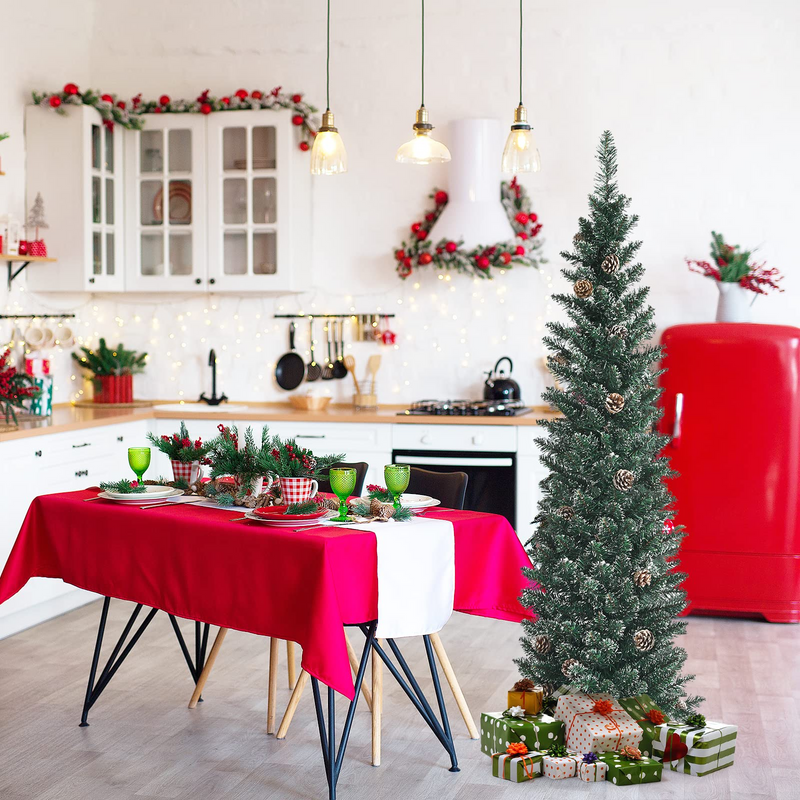 Load image into Gallery viewer, Goplus Artificial Pencil Christmas Tree, Snow Flocked Slim Xmas Tree - GoplusUS
