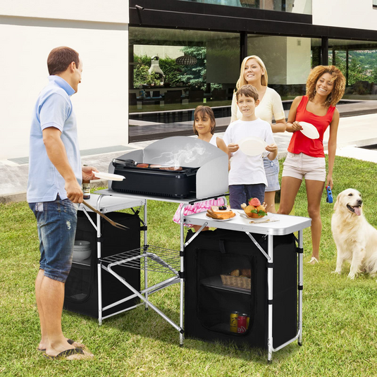 Goplus Folding Camping Kitchen Table with Storage - GoplusUS