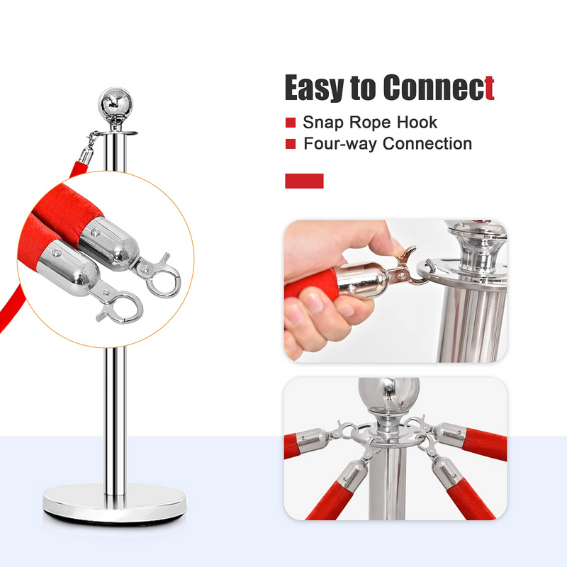 Load image into Gallery viewer, Goplus 6Pcs Stanchion Set, Round Top Polished Stainless Stanchions Posts Queue Pole - GoplusUS
