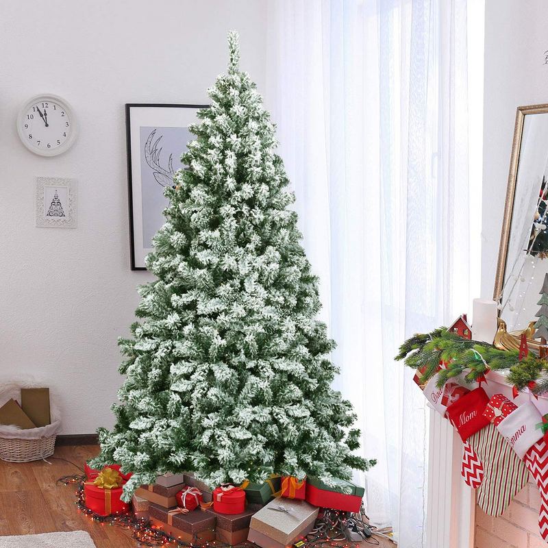 Load image into Gallery viewer, Goplus Snow Flocked Christmas Tree, Artificial Hinged Pine Tree - GoplusUS
