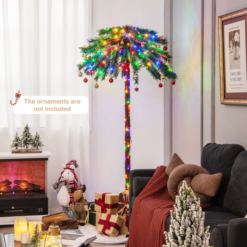 Load image into Gallery viewer, Goplus 6 FT Pre-Lit Artificial Christmas Tree, Lighted Xmas Palm Tree W/ 210 Multi-Color LED Lights - GoplusUS

