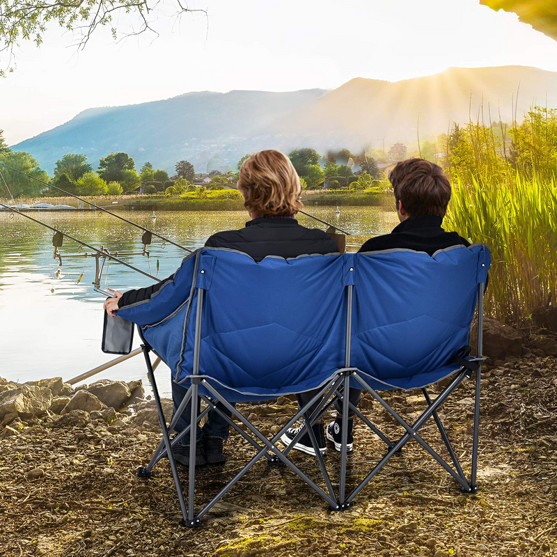 Load image into Gallery viewer, Goplus Loveseat Camping Chair, Double Folding Chair for Adults Couples w/Storage Bags &amp; Padded High Backrest - GoplusUS
