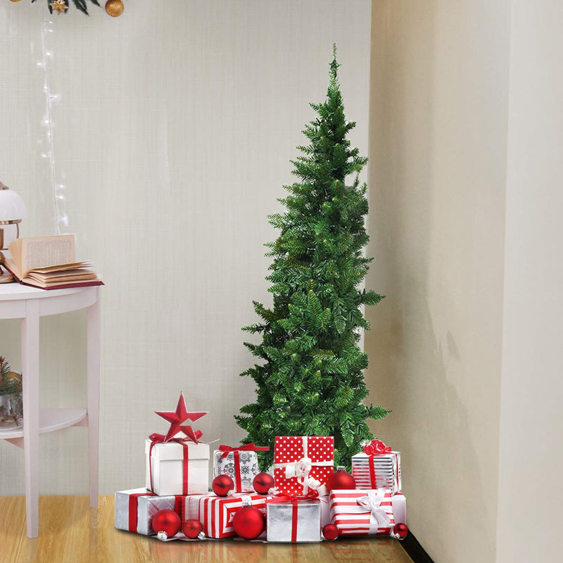 Load image into Gallery viewer, 5ft/6ft Prelit Half-Shape Christmas Tree, Premium PVC Needles Artificial Tree - GoplusUS
