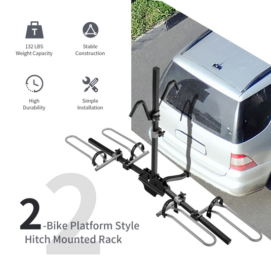 Goplus Hitch Mount Bike Rack, Folding 2-Bike Platform Style Carrier for MTB - GoplusUS