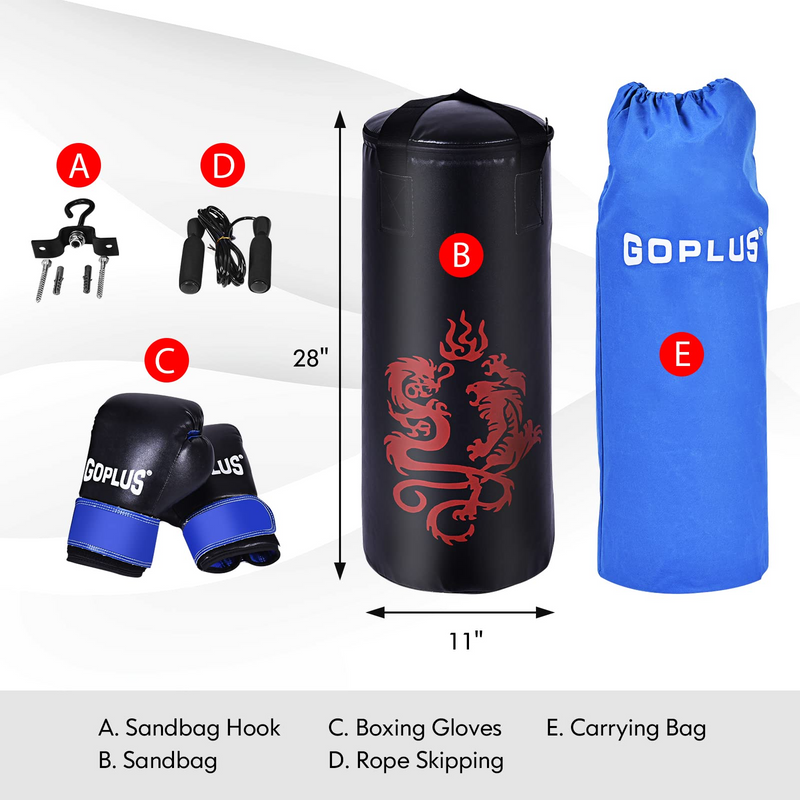 Load image into Gallery viewer, Goplus Punching Bag Set with Gloves, 22LBS/ 40LBS Filled Kick Boxing Bag, Rucksack, Jump Rope - GoplusUS
