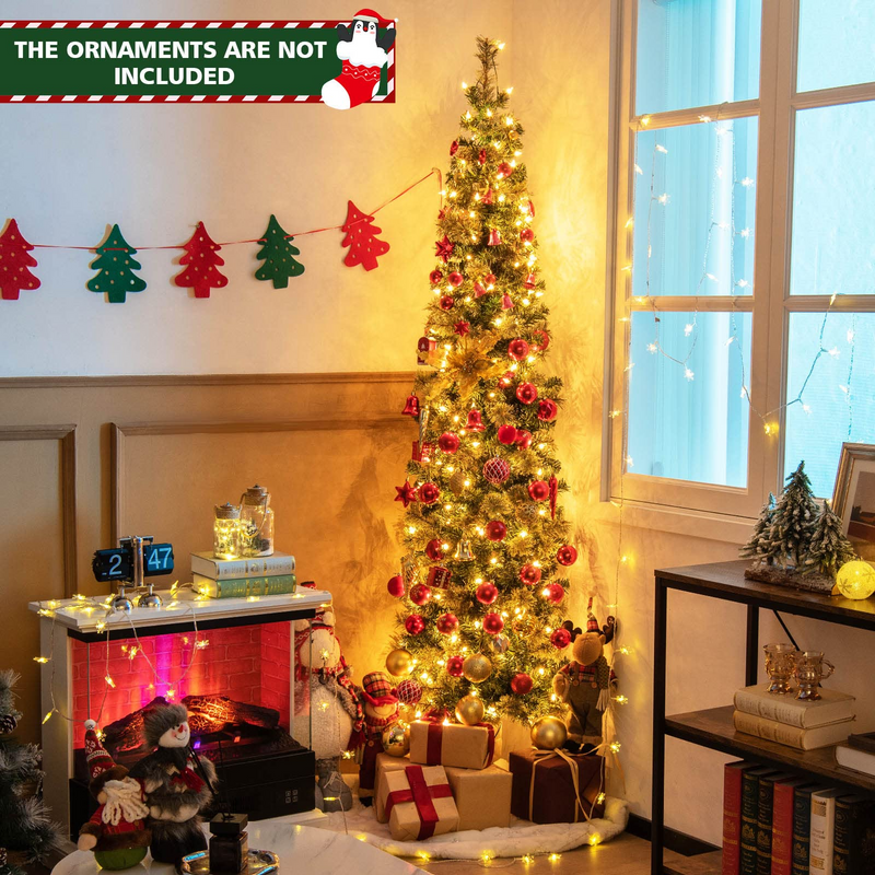 Load image into Gallery viewer, Goplus 7ft Pre-Lit Half-Shape Christmas Tree, Artificial Xmas Tree W/ 403 Branch Tips - GoplusUS
