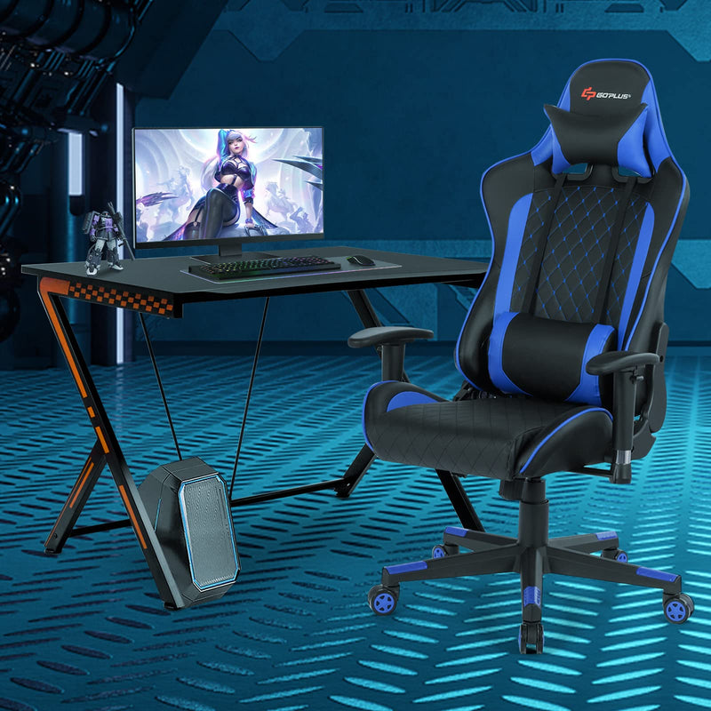 Load image into Gallery viewer, Goplus Gaming Desk &amp; Chair Combo Set, Racing Style Home Office Gamer Workstation w/Massage Lumbar Support &amp; Headrest - GoplusUS
