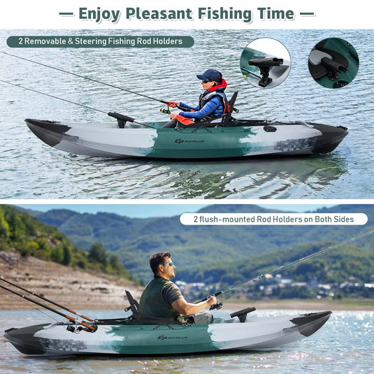 fishing kayaks with rod holders Goplus Sit-on-Top Fishing Kayaks for Adults, 9.7 ft One Person Recreational Touring Kayak