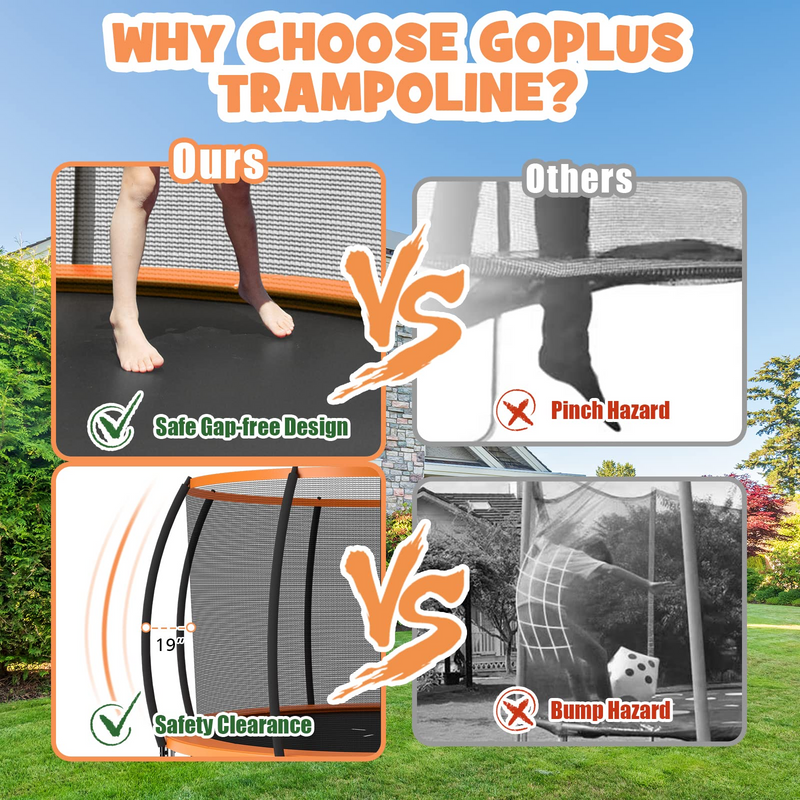 Load image into Gallery viewer, Goplus Recreational Trampolines 8FT 10FT 12FT, 400LBS Bearing Outdoor Trampoline with Enclosure - GoplusUS
