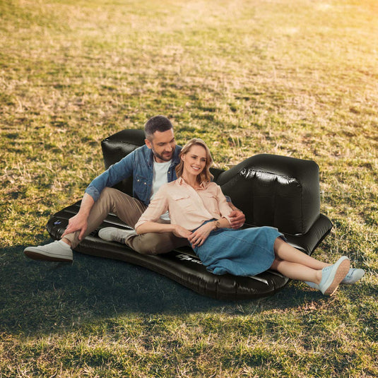 Inflatable Car Air Mattress, Backseat SUV Air Bed w/Pillow, Portable Car Mattress for Camping Travel Rest - GoplusUS
