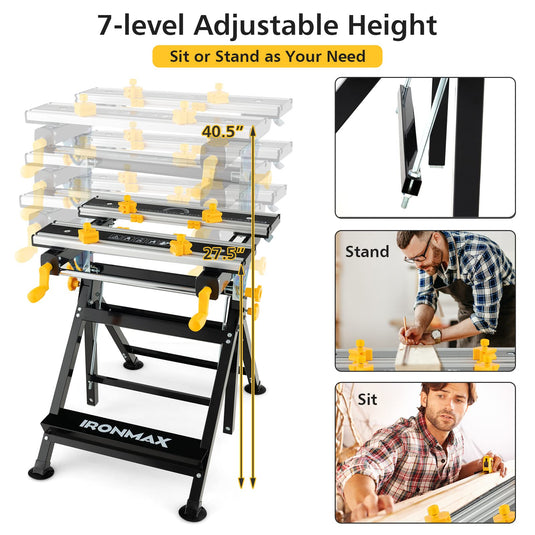 Portable Workbench, Folding Work Table - Goplus