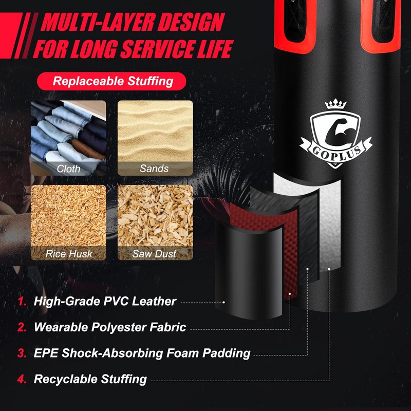 Load image into Gallery viewer, Goplus Punching Bag for Adults, 56 lbs Heavy Hanging Boxing Bag Set with 12 OZ Punching Gloves &amp; Hand Wraps - GoplusUS
