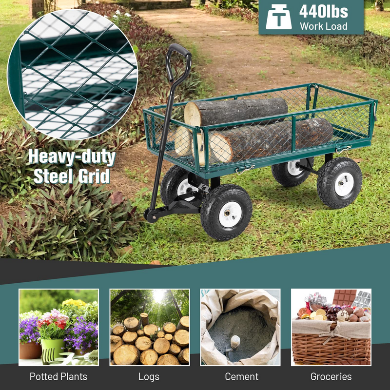 Load image into Gallery viewer, Goplus Steel Garden Cart, Outdoor Utility Wagon with Removable Sides, Heavy Duty 440LBS Capacity - GoplusUS
