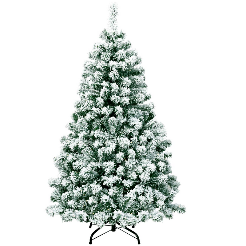 Load image into Gallery viewer, Goplus 4.5ft / 6 ft / 7.5ft Artificial Snow Flocked Christmas Tree, Pre-Lit Snowy Hinged Xmas Tree with Led Lights and Metal Stand - GoplusUS
