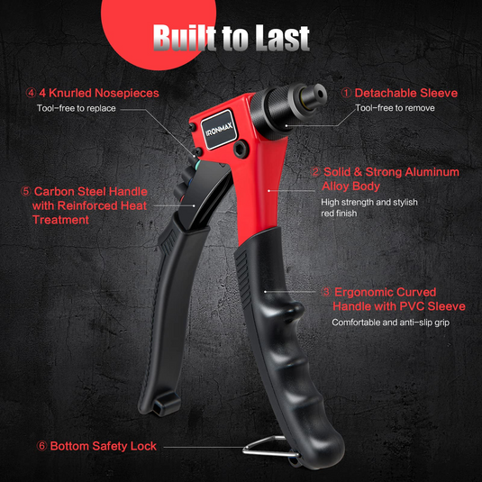 Goplus Rivet Nut Tool 8" Rivet Nut Gun with 200 Rivets-3/16, 5/32 - GoplusUS