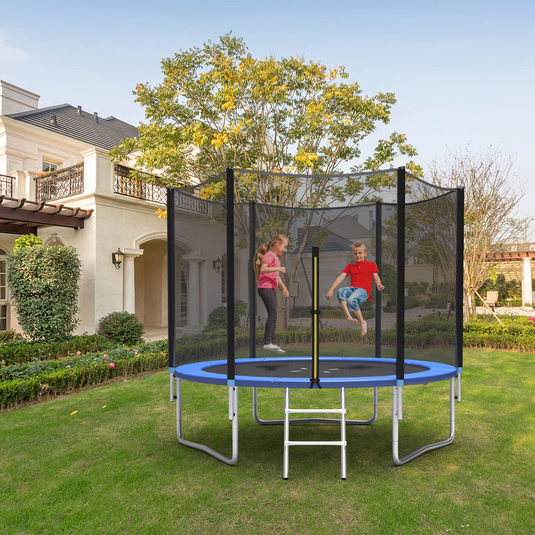 Goplus Trampoline 8FT 10FT 12FT 14FT 15FT 16FT, ASTM Approved Outdoor Recreational Trampolines W/Enclosure Net - GoplusUS
